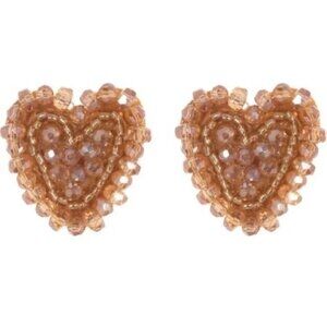 BaubleBar Heart-Shaped Beaded Stud Earrings - Pink